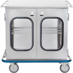 Blickman Multi Purpose Case Cart, 42"W x 40 1/2"H x 29"D, 1 S/S Wire Pullout Shelf, 2 Glass Doors