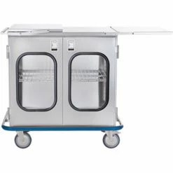 Blickman Multi Purpose Case Cart, 42"Wx40 1/2"Hx29"D, 2 Ext Shelves, 1 SS Wire Shelf, 2 Glass Doors