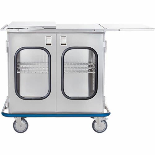 Blickman Multi Purpose Case Cart, 42"Wx40 1/2"Hx29"D, 2 Ext Shelves, 1 SS Wire Shelf, 2 Glass Doors