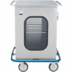 Blickman Mini Case Cart, 29 5/8"W x 40 1/2"H x 29"D, 1 S/S Wire Pullout Shelf, 1 Glass Door