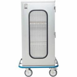 Blickman Space Saver Case Cart, 29 5/8"W x 55 1/2"H x 29"D, 2 S/S Wire Pullout Shelves, 1 Glass Door