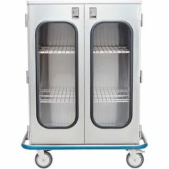 Blickman Ultra Space Saver Case Cart, 42"W x 55 1/2"H x 29"D, 2 S/S Wire Shelves, 2 Glass Doors