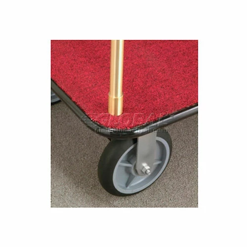 Glaro Bellman Hotel Cart 35x24 Satin Brass with Burgundy Carpet & Pneu. Wheels - Image 3