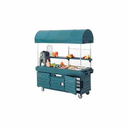 Cambro KVC854C191 - CamKiosk Cart 4 Pan Wells and Canopy, 85-1/8" x 33-1/2" x 94", Granite Gray