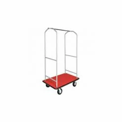 Central Specialties Ltd. CSL Economy Bellman Cart Silver Metallic, Red Carpet, Black Bumper, 6" Polyurethane