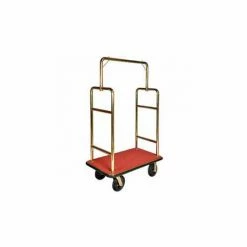 Central Specialties Ltd. CSL HD Square Bellman Cart Titanium, Red Carpet, Black Bumper