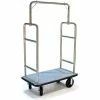 Central Specialties Ltd. CSL HD Square Bellman Cart 2599BK-080-GRY Stainless, Gray Carpet, Black Bumper, 8" Semi-Pneumatic