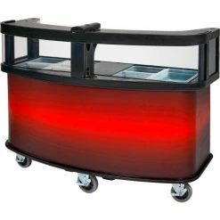 Cambro Vending Cart with Red Laminated Wrap & Sneeze Guard, 75 1/8" x 33-1/2" x 53 1/8