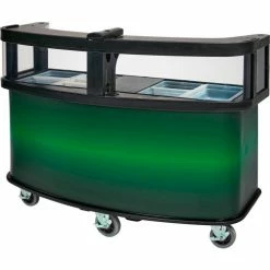 Cambro Vending Cart with Green Laminated Wrap & Sneeze Guard, 75 1/8" x 33-1/2" x 53 1/8