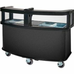 Cambro Vending Cart with Carbon Fiber Laminated Wrap & Sneeze Guard, 75 1/8" x 33-1/2" x 53 1/8