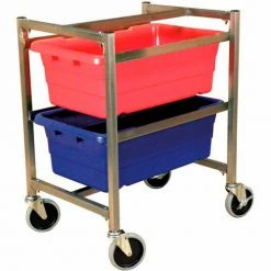 DC Tech. DC Tech Dual Tote Cart DL101007, Knock Down, Stainless Steel , 24-1/2"L x 18-1/4"W x 31"H, No Totes