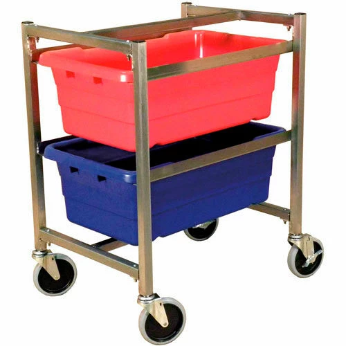 DC Tech. DC Tech Dual Tote Cart DL101007, Knock Down, Stainless Steel , 24-1/2"L x 18-1/4"W x 31"H, No Totes