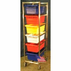 DC Tech. DC Tech Six Tote Cart DL101046, Knock Down, Stainless Steel,25-1/2"L x 18-3/8"W x 70"H, No Totes