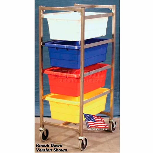 DC Tech. DC Tech Welded Quad Tote Cart DL101047, Stainless Steel, 25-1/2"L x 18-3/8"W x 52-1/2"H, No Totes