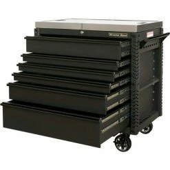 Extreme Tools EX4106TCMBBK 41"W x 25-3/4"D x 43-7/8"H 6 Drawer Matte Black Flip Top Tool Cart