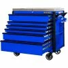 Extreme Tools EX4106TCSBLBK 41"Wx25-3/4"Dx43-7/8"H 6 Drawer Blue Sliding Top Tool Cart Black Pulls