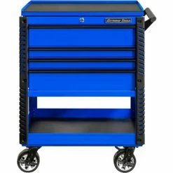 Extreme Tools EX3304TCBLBK 33"W x 22-7/8"D 4 Drawer Blue Deluxe Tool Cart W/Bumpers Black Pulls