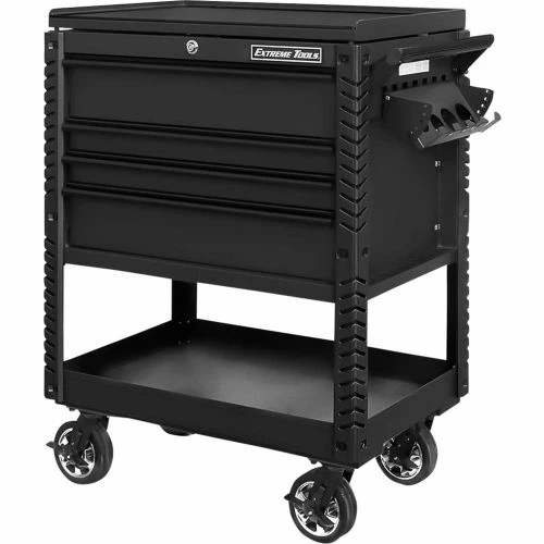 Extreme Tools EX3304TCMBBK 33"Wx22-7/8"Dx44-1/4"H 4 Drawer Matte Black Deluxe Tool Cart W/ Bumpers - Image 6