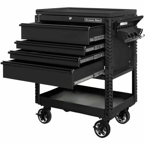 Extreme Tools EX3304TCMBBK 33"Wx22-7/8"Dx44-1/4"H 4 Drawer Matte Black Deluxe Tool Cart W/ Bumpers - Image 7