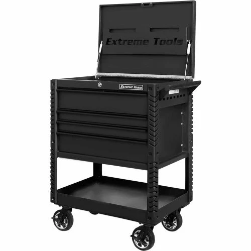 Extreme Tools EX3304TCMBBK 33"Wx22-7/8"Dx44-1/4"H 4 Drawer Matte Black Deluxe Tool Cart W/ Bumpers - Image 8