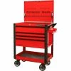 Extreme Tools EX3304TCRDBK 33"Wx22-7/8"D 4 Drawer Deluxe Red Tool Cart W/Bumpers Black Drawer Pulls