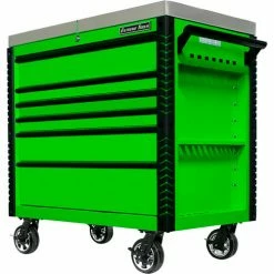Extreme Tools EX4106TCSGNBK 41"Wx25-3/4"Dx43-7/8"H 6 Drawer Green Sliding Top Tool Cart Black Pulls