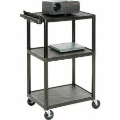 Luxor Plastic Audio Visual & Instrument Cart 24 x 18 x 42 Three Shelves - 250lb capacity