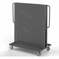Valley Craft Modular A-Frame Bin Cart F89546 w/2 Round-Peg Pegboard Panels 48"W x 30"D x 62"H, Gray