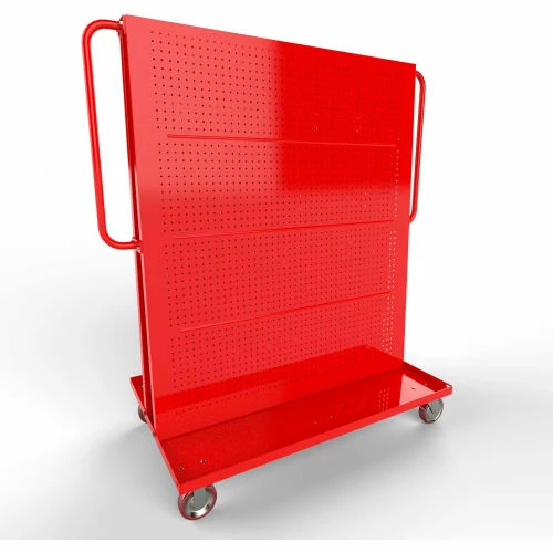 Valley Craft Modular A-Frame Bin Cart F89547 w/1 Louvered 1 Round-Peg Pegboard 48"W x 30"D x 62" Red - Image 2