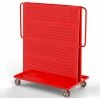 Valley Craft Modular A-Frame Bin Cart F89547 w/1 Louvered 1 Round-Peg Pegboard 48"W x 30"D x 62" Red