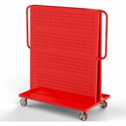 Valley Craft, Modular A-Frame Bin Cart F89548, 2 Louvered Panels, 48"W x 30"D x 62"H, Red