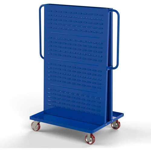 Valley Craft Modular A-Frame Bin Cart F89547 w/1 Louvered 1 Round-Peg Pegboard 36" x 30" x 62" Blue