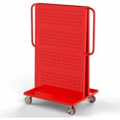 Valley Craft, Modular A-Frame Bin Cart F89552, 2 Louvered Panels, 36"W x 30"D x 62"H, Red
