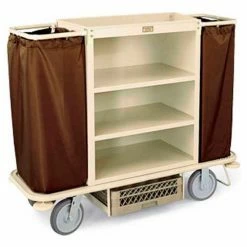 Forbes Industries Forbes Steel Housekeeping Cart with Under Deck Shelf, Beige - 2107-BE
