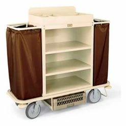 Forbes Industries Forbes Steel Housekeeping Cart w/Under Deck Shelf & Organizer, Beige - 2148-BE