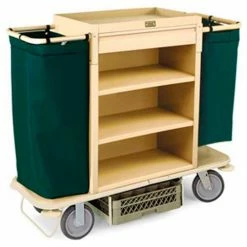 Forbes Industries Forbes Plastic Housekeeping Cart w/Under Deck Shelf & Drawer, 38"H, Tan - 2200-38-TN