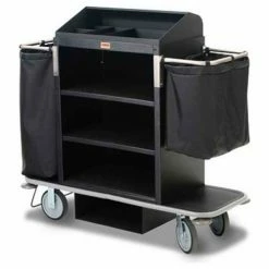 Forbes Industries Forbes Plastic Guest Room Attendant Cart w/Under Deck Shelf & Organizer, Black - 2220-EN