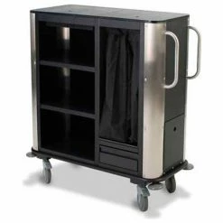 Forbes Industries Forbes Plastic Compact Suite Cart w/Stainless Steel Corners & Handles, Black - 2277-EN
