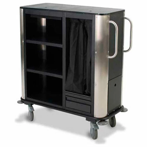 Forbes Industries Forbes Plastic Compact Suite Cart w/Stainless Steel Corners & Handles, Black - 2277-EN