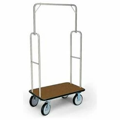 Forbes Industries Forbes Standard Bellman Cart 2496-BN-BN Stainless, Brown Carpet, Brown Bumper, 8" Rubber