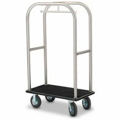 Forbes Industries Forbes Bellman Cart 2512-SS-BK-BK Stainless, Black Carpet, Black Bumper, 8" Pneumatic