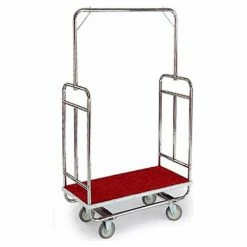 Forbes Industries Forbes Standard Bellman Cart H1210-5C-RD-GY Chrome, Red Carpet, Gray Bumper, 8" Rubber