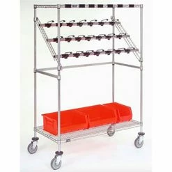 Nexel® Chrome Catheter Procedure Cart, 5" Swivel Casters (2 with Brakes), 24"L x 60"W x 68"H