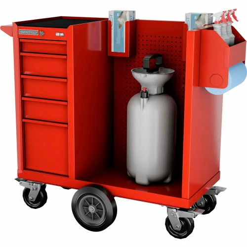 Champion Tool Storage Champion FM Pro Series Steel Industrial Mobile Sanitization Cart 41"W x 20"D x 43"H Red - Image 5
