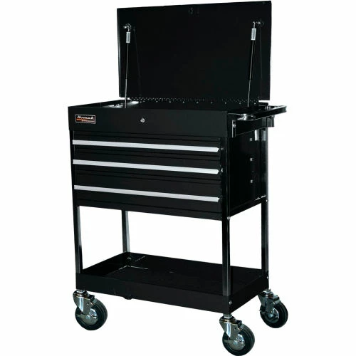 Homak BK05500200 34-1/2" Professional 3 Drawer Black Service Cart