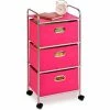 Honey-Can-Do 3 Fabric Drawer Rolling Cart - 16-1/8"L x 11-1/2"W x 35-1/2"H - Pink