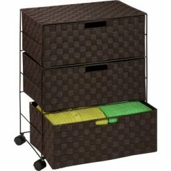 Honey-Can-Do 3-Drawer Wheeled Chest - 19-1/2"L x 13"W x 26"H - Espresso