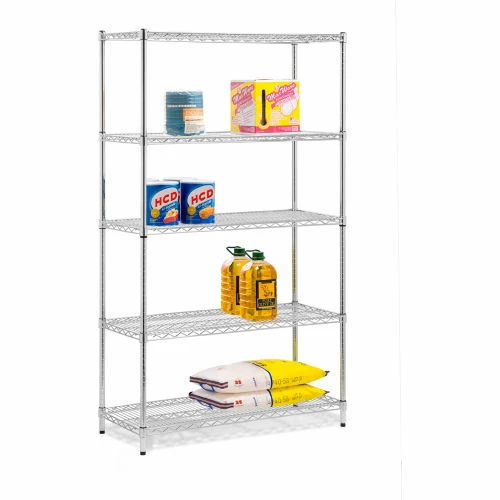 Honey-Can-Do 5-Tier Storage Shelves 42"L x 18"W x 72"H - Chrome