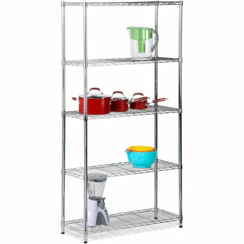 Honey-Can-Do 5-Tier Storage Shelves 36"L x 14"W x 72"H - Chrome