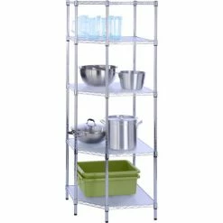 Honey-Can-Do 5-Tier Corner Shelf 27"L x 18"W x 72"H - Chrome